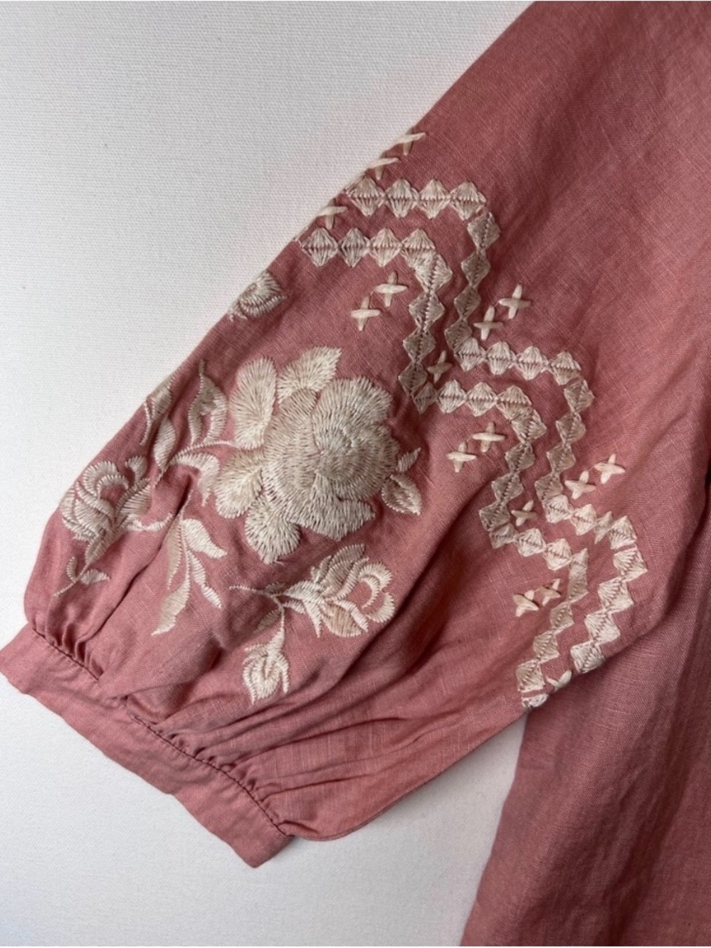 Sundance Embroidered Dusty Rose Tunic Dress with Ivory Detail - Picture 2 of 9